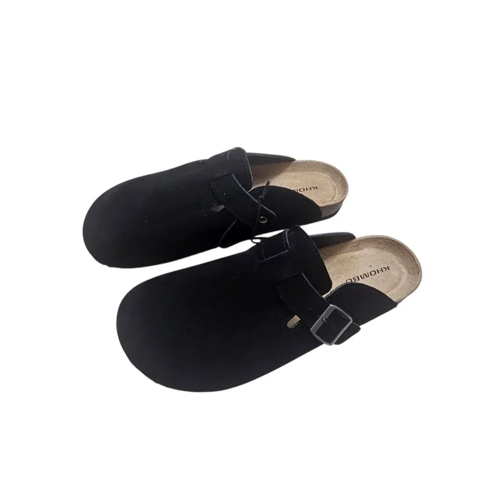 New Khombu Damien Men's Mule Suede Leather Shoe Black 10